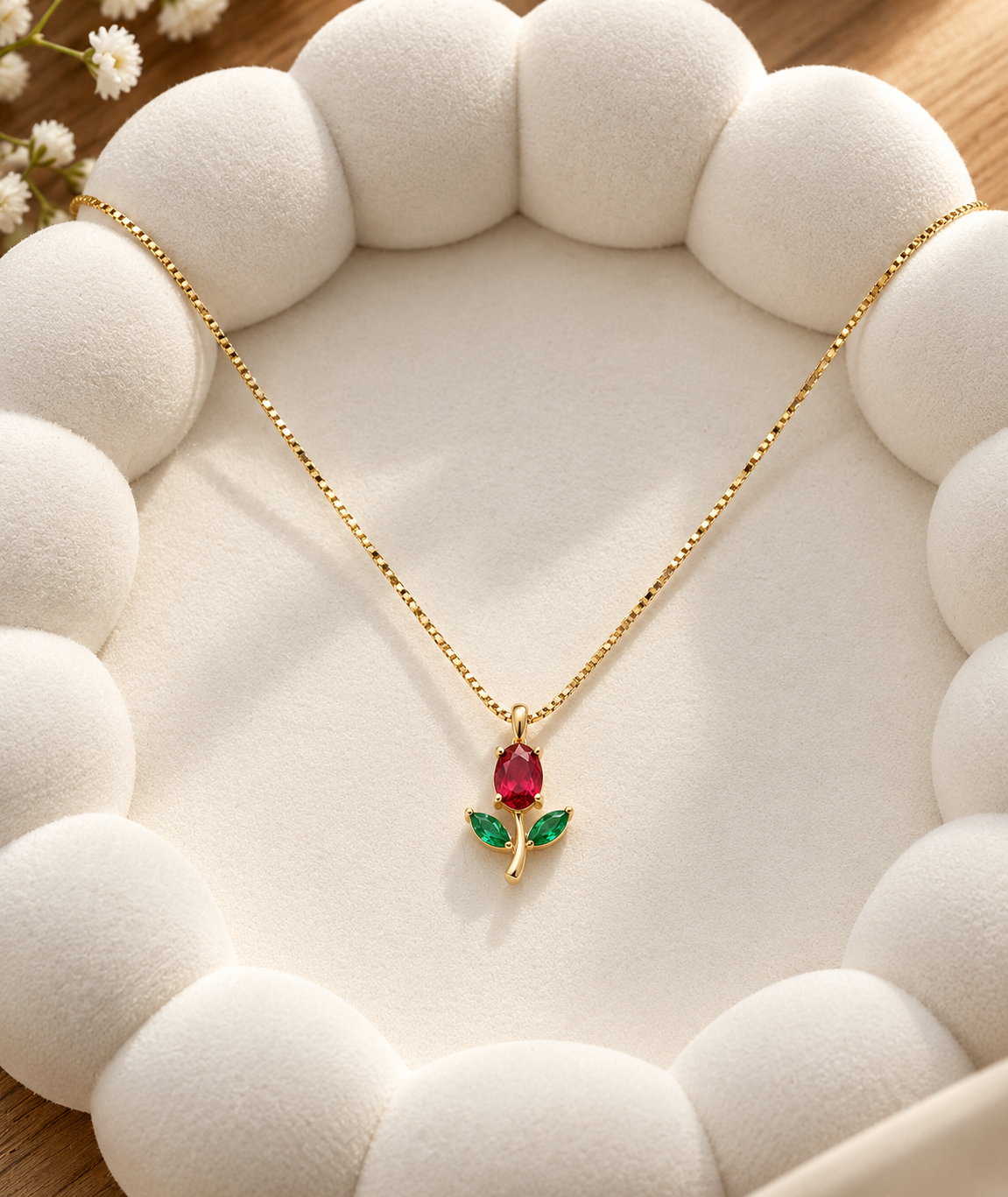 Tulip necklace red