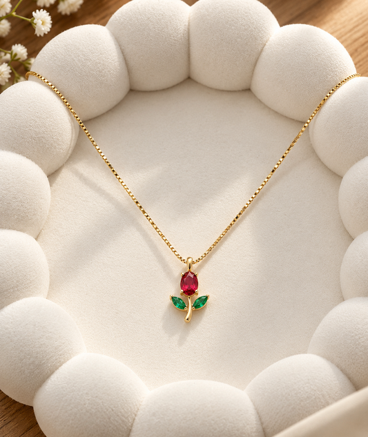 Tulip necklace red
