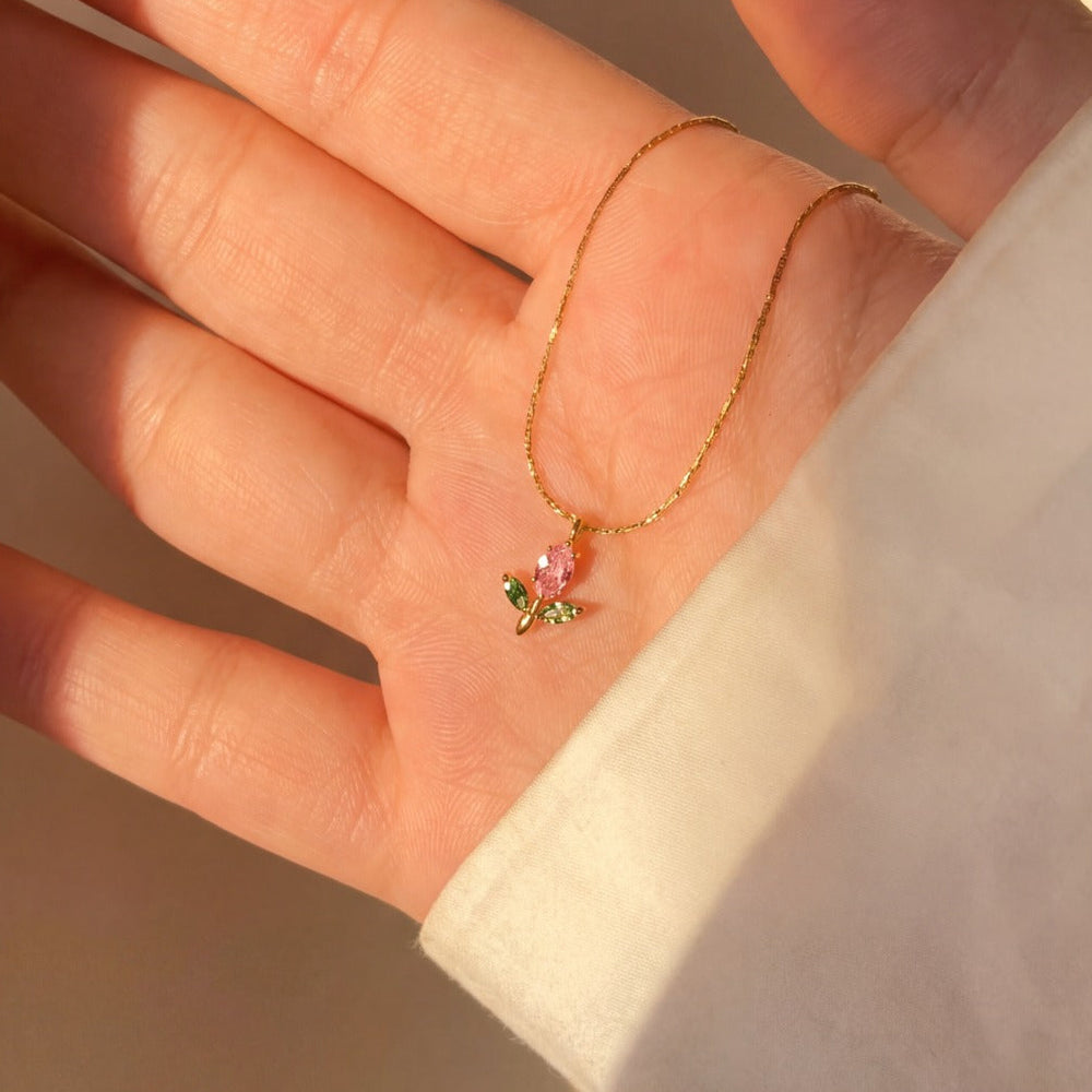 Tulip necklace pink