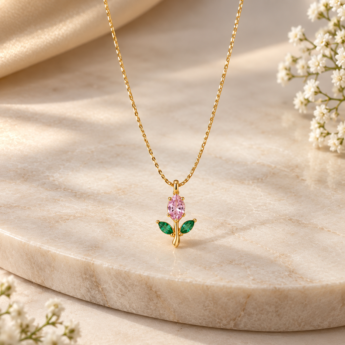 Tulip necklace pink
